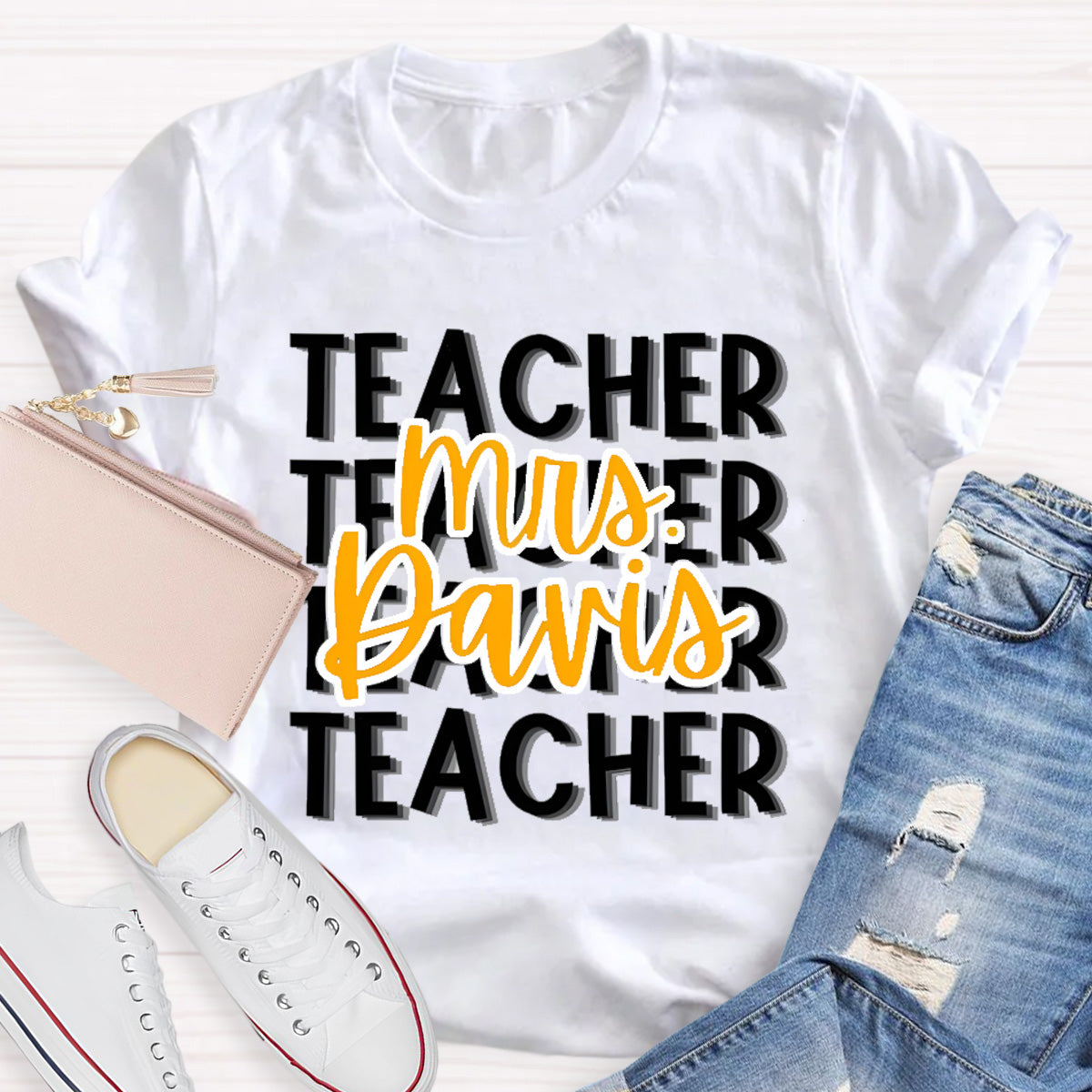 Personalized Name Mrs Davir Teacher T-Shirt