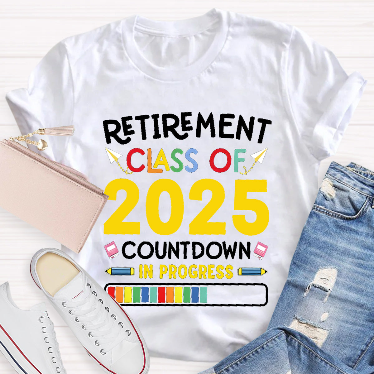 Personalized Retirement Year Class Countdown In Progress Teacher T-Shirt