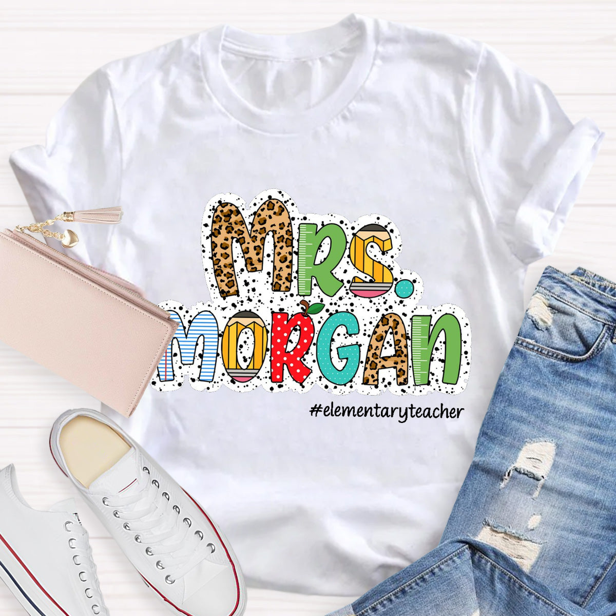 Personalized Name Elementary Teacher T-Shirt