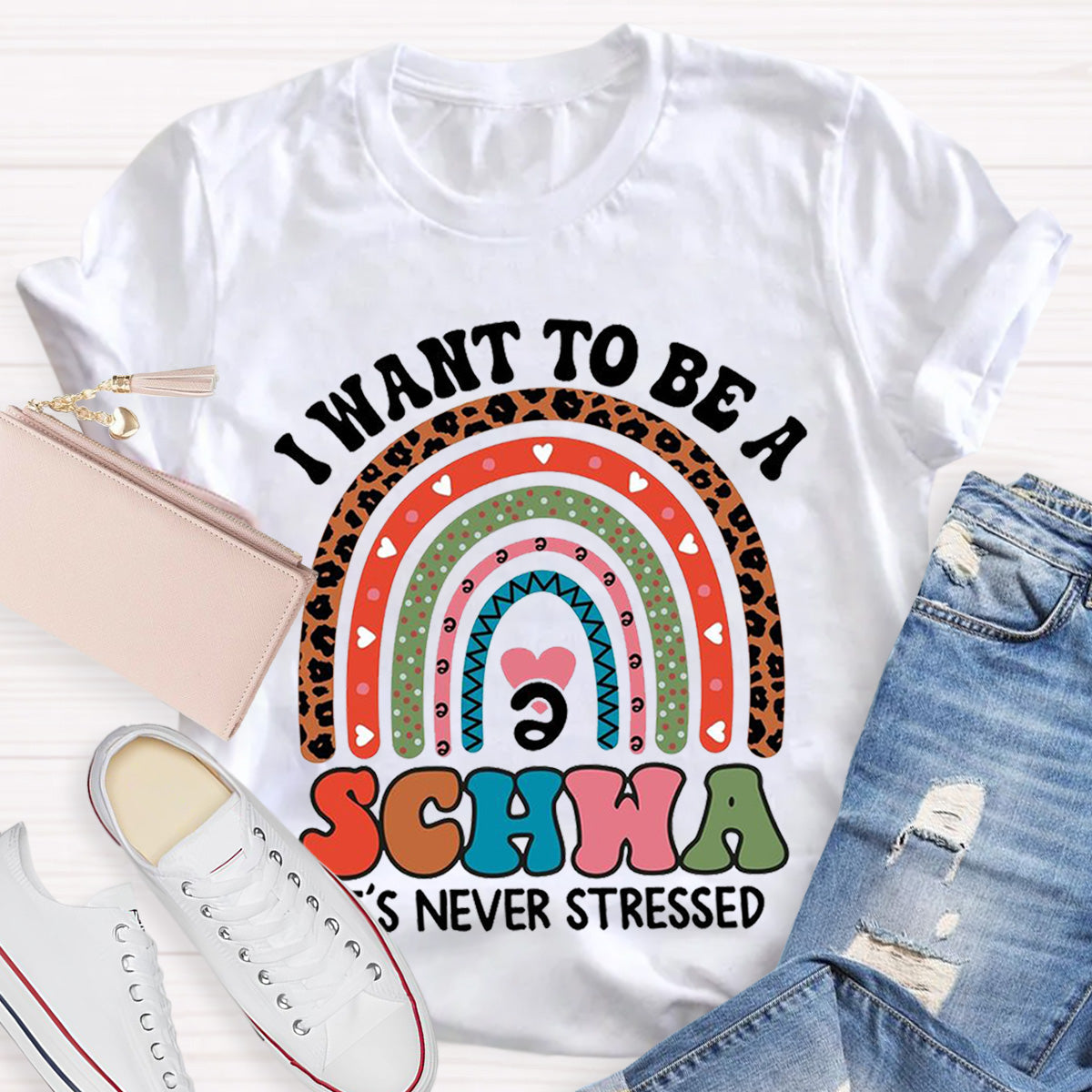 TSIIUO Women's 'Science Of Reading' Graphic Tee - 'I Want To Be A Schwa' Funny Teacher T-Shirt