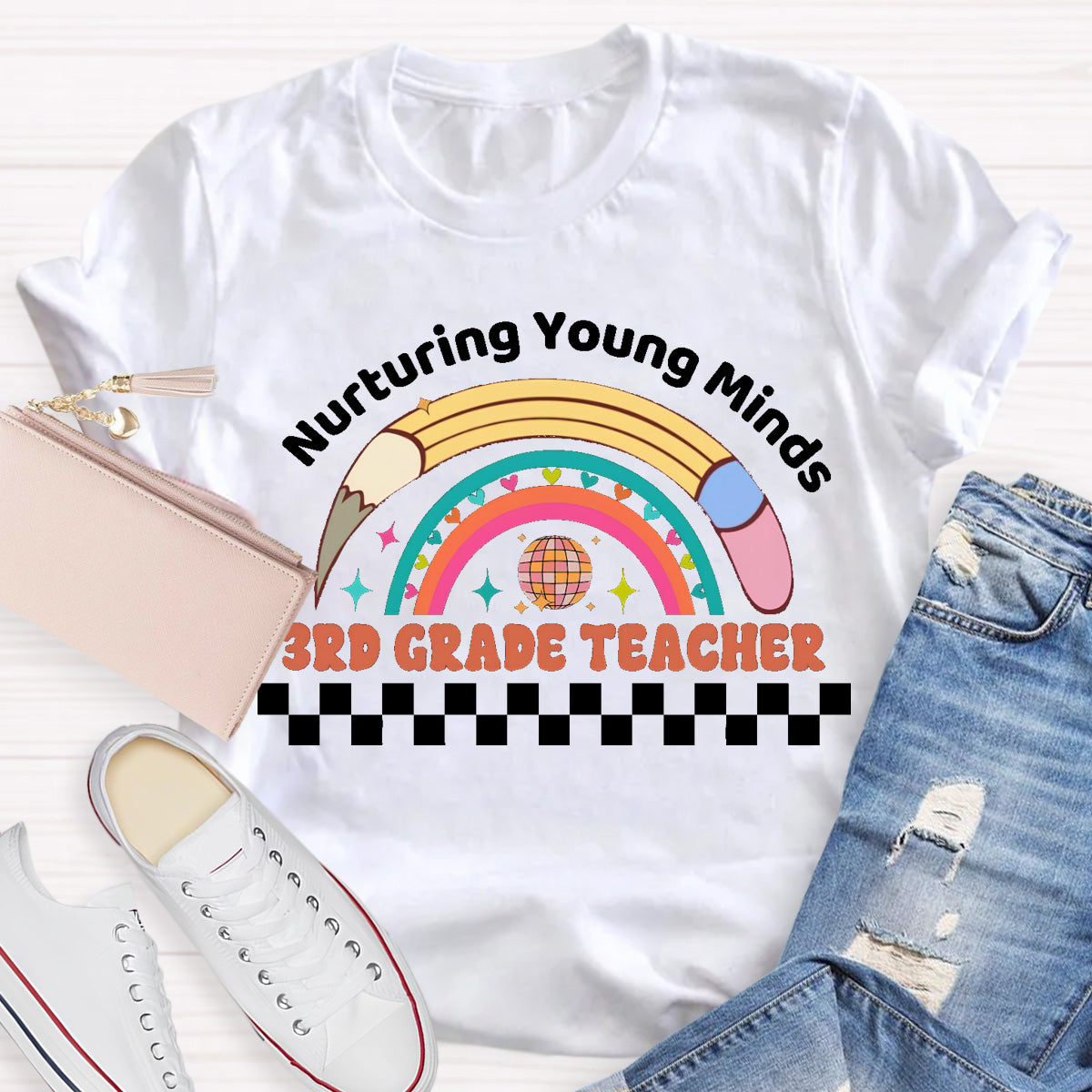 Personalized Grade Nurturing Young Minds Teacher T-Shirt