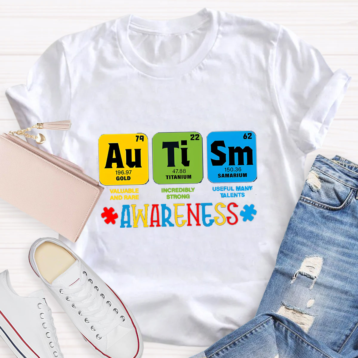 Autism Awareness Chemical Elements Teacher T-Shirt