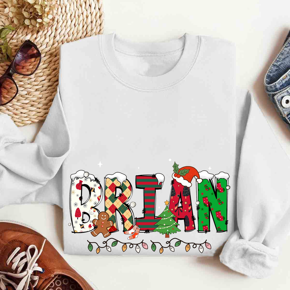 Personalized Name Christmas Light Sweatshirt
