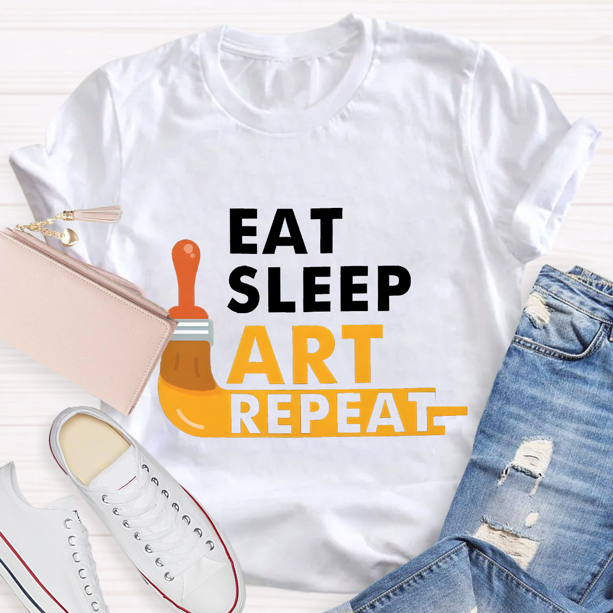 Eat Sleep Art Repeat Teacher T-Shirt