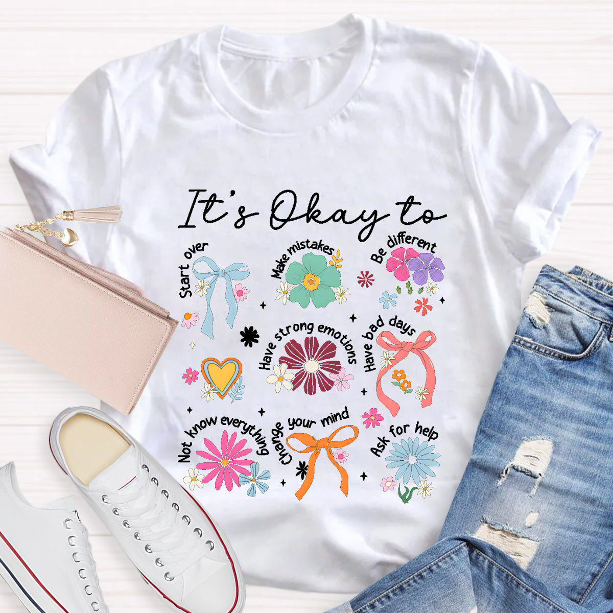 It's Okay To Be Different Vintage Flower Teacher T-Shirt