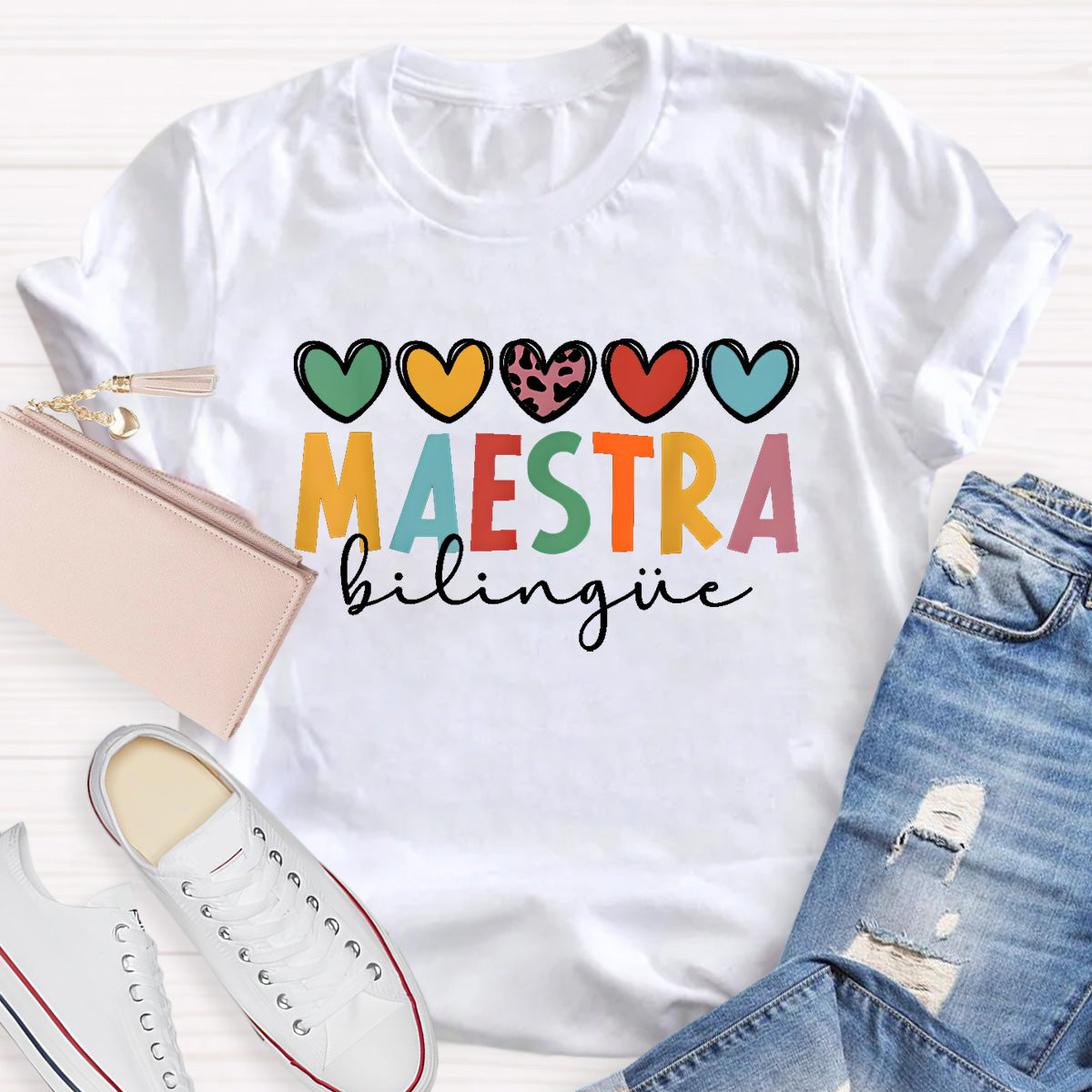 Maestra Colorful Letters Teacher T-Shirt