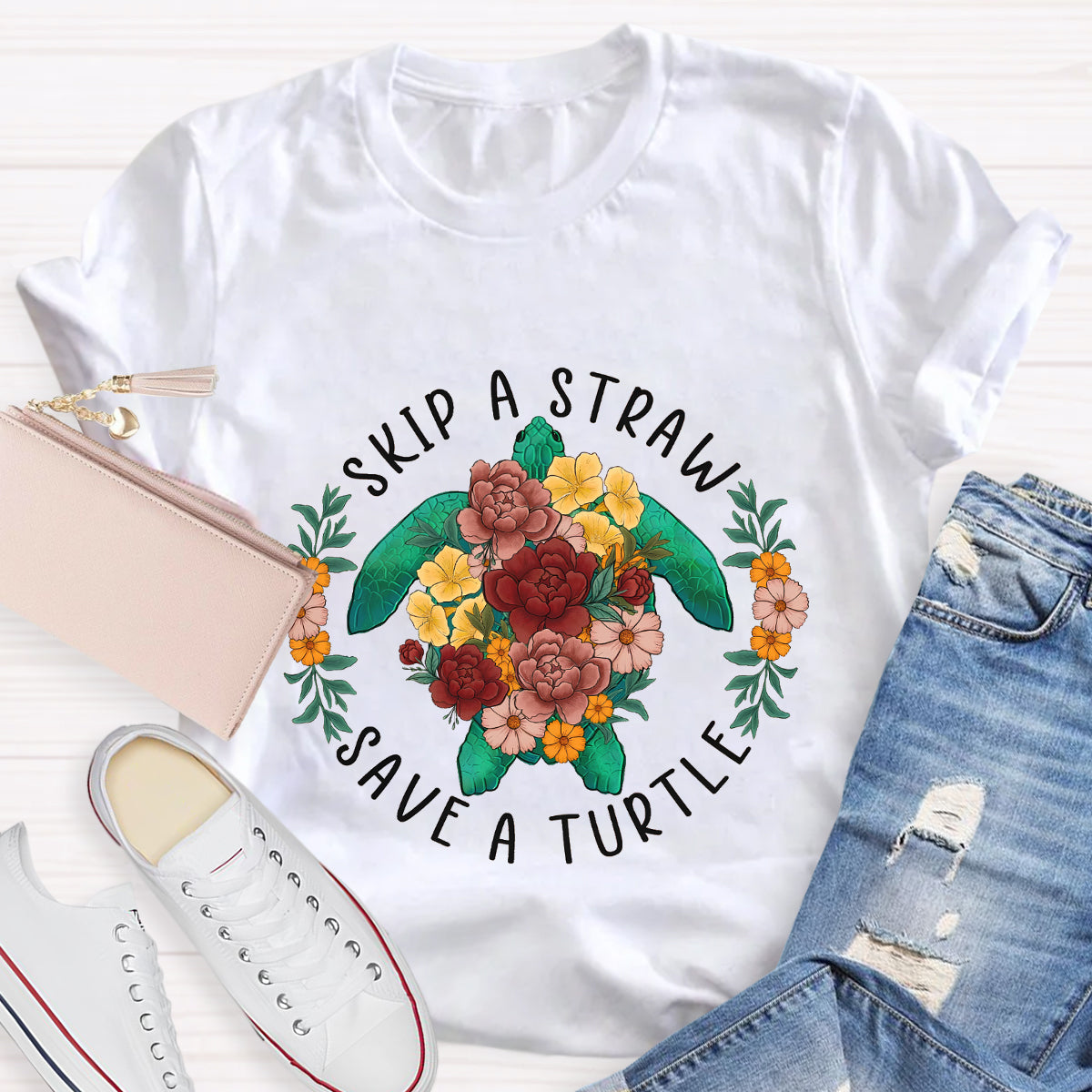 Skip A Straw Save A Turtle T-Shirt