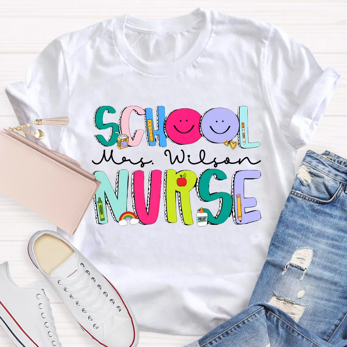 Personalized School Nurse Name Smile To Students T-Shirt