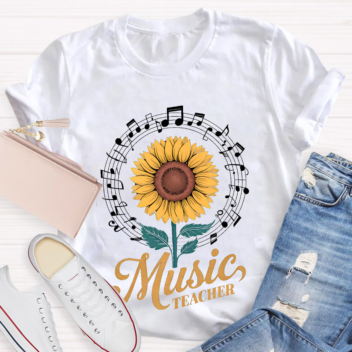 Music Teacher Sunflower Teacher T-Shirt