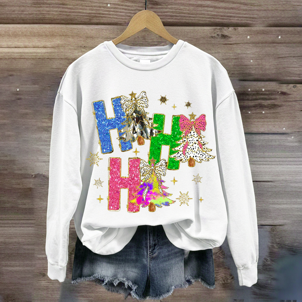 Bright Color Christmas Coquette Bow Ho ho ho Sweatshirt