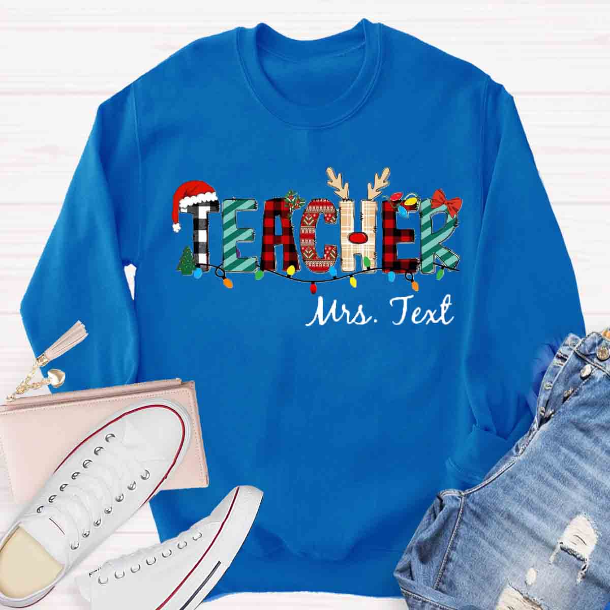 Personalized Name Christmas Plaid Sweatshirt