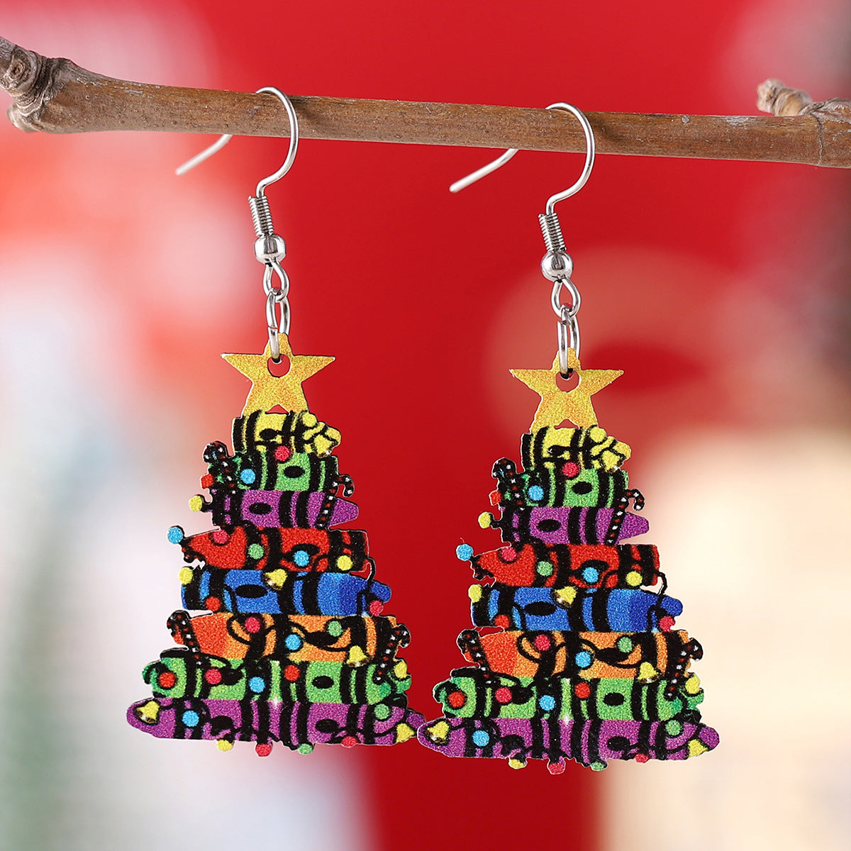 Christmas Star Lights Book Christmas Tree Earrings