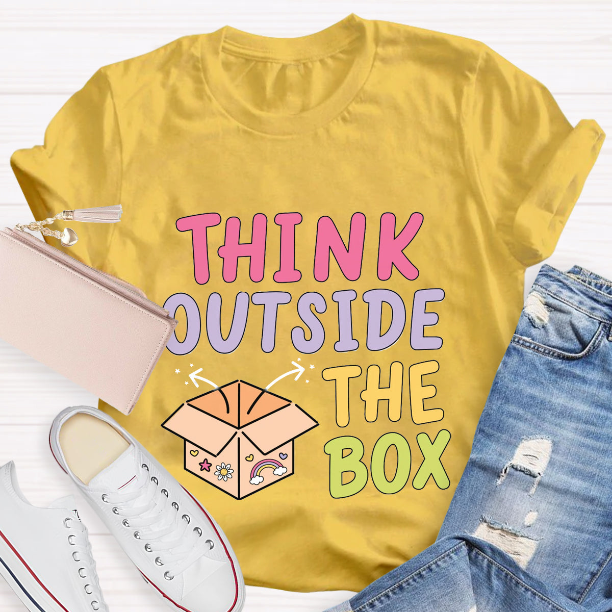 Think Out Side The Box Teacher T-Shirt