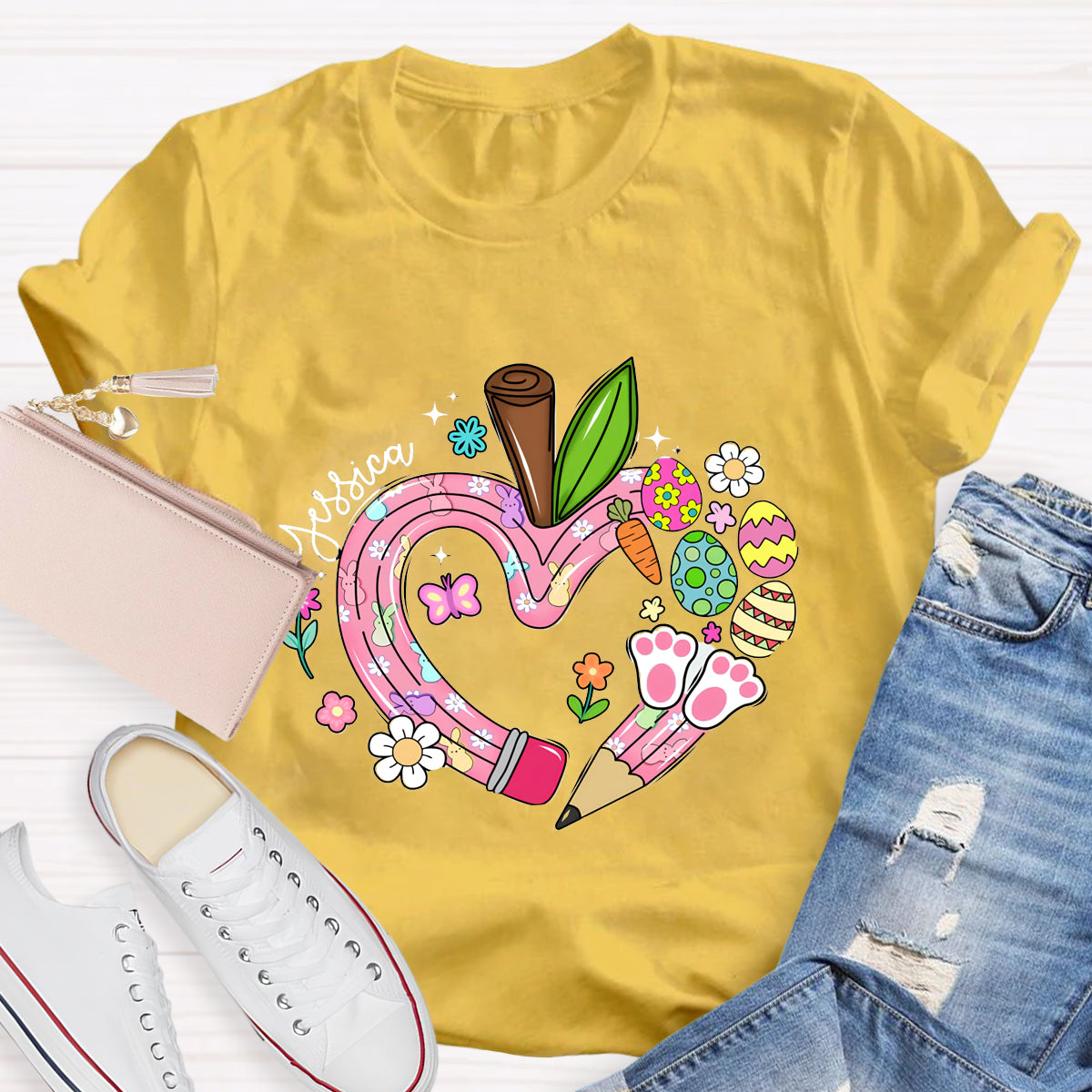 Personalized Name Easter Teacher T-Shirt