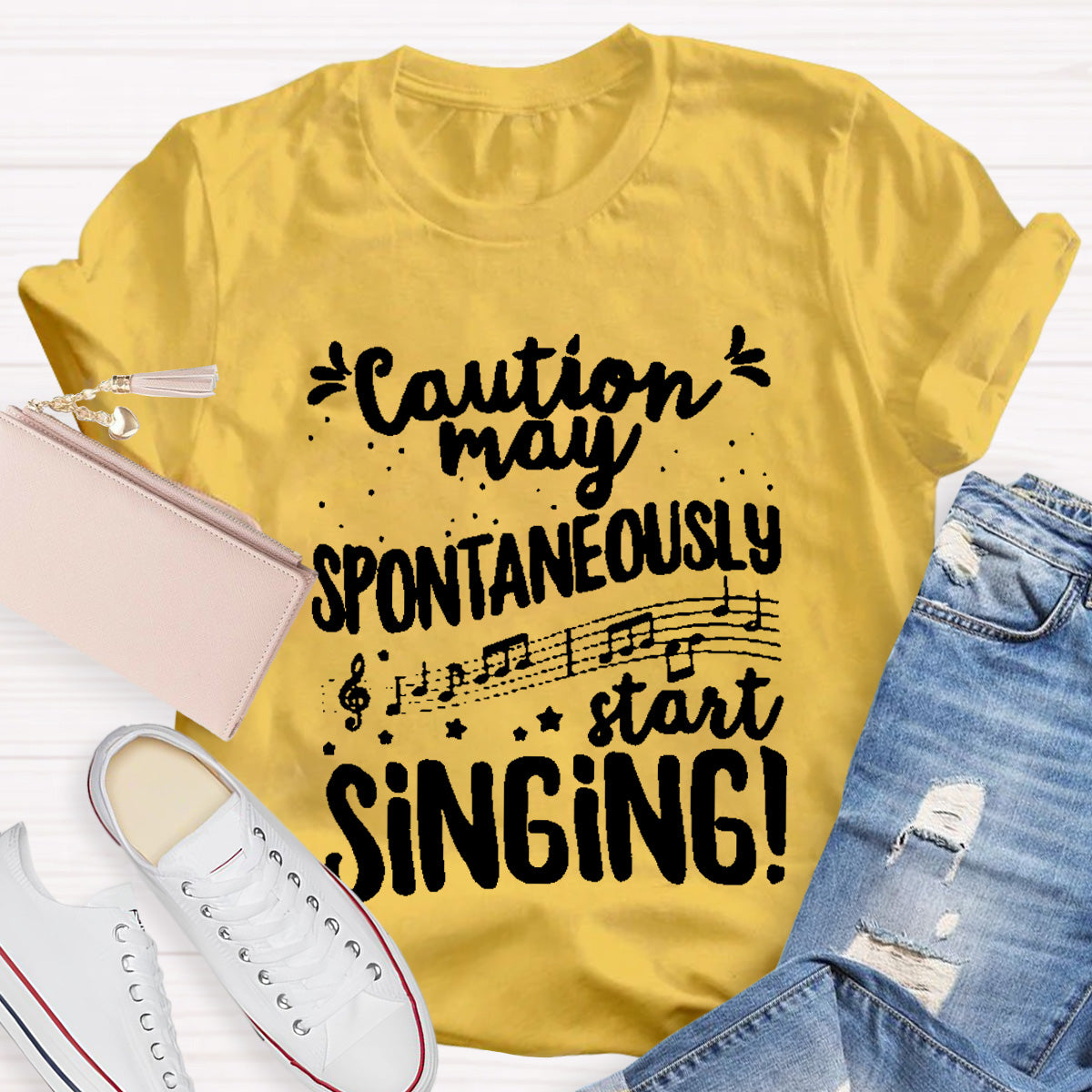 Caution May Spontaneously Start Singing Teacher T-Shirt