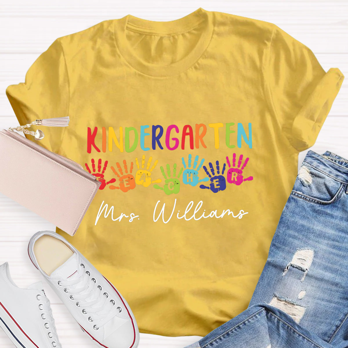 Personalized Name Kindergarten Teacher T-Shirt