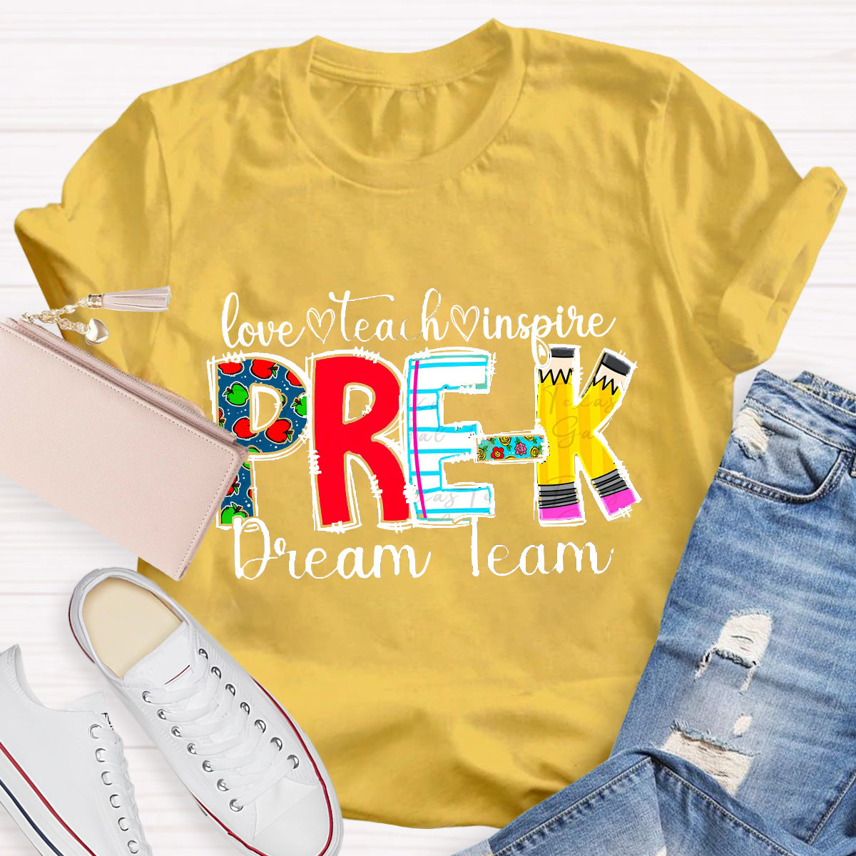 Personalized Grade Dream Team Love Teach Inspire Dream Team Teacher T-Shirt