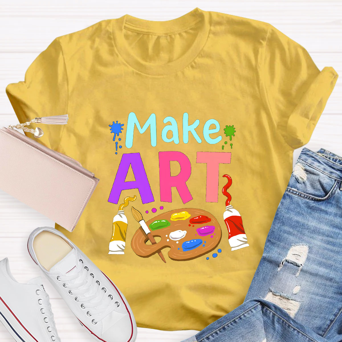 Make Art Color Palette Teacher T-Shirt