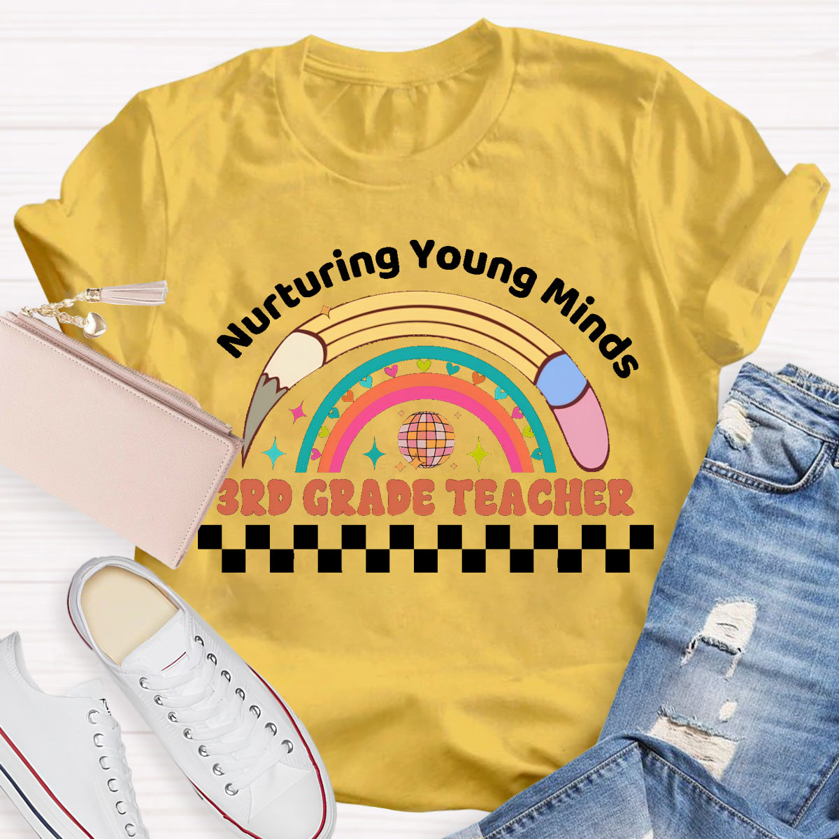Personalized Grade Nurturing Young Minds Teacher T-Shirt
