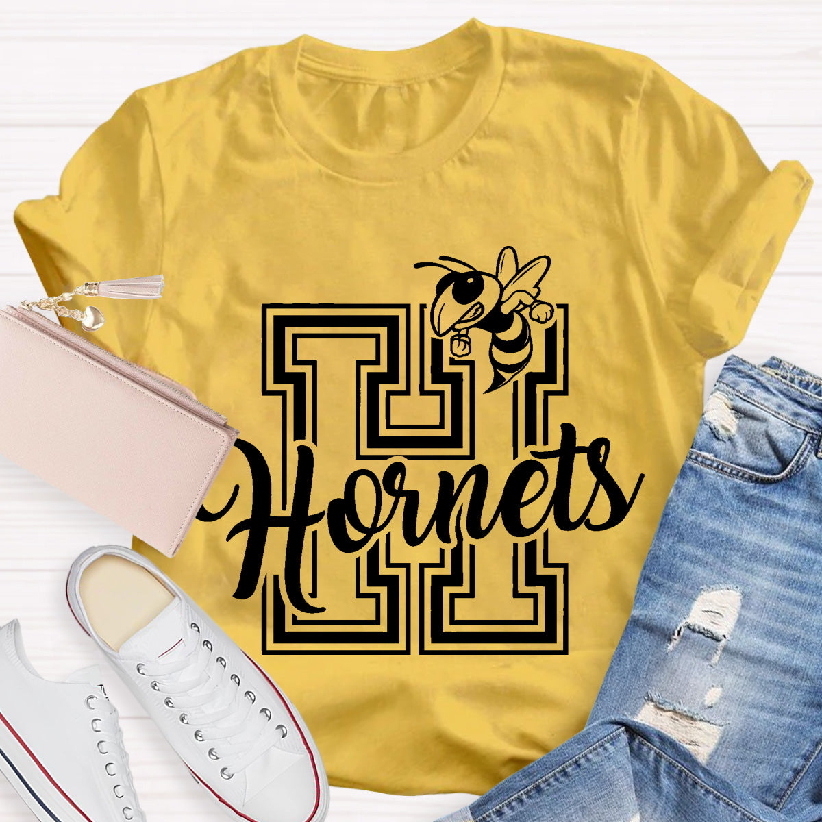 Personalized School Mascot Hornets Teacher T-Shirt