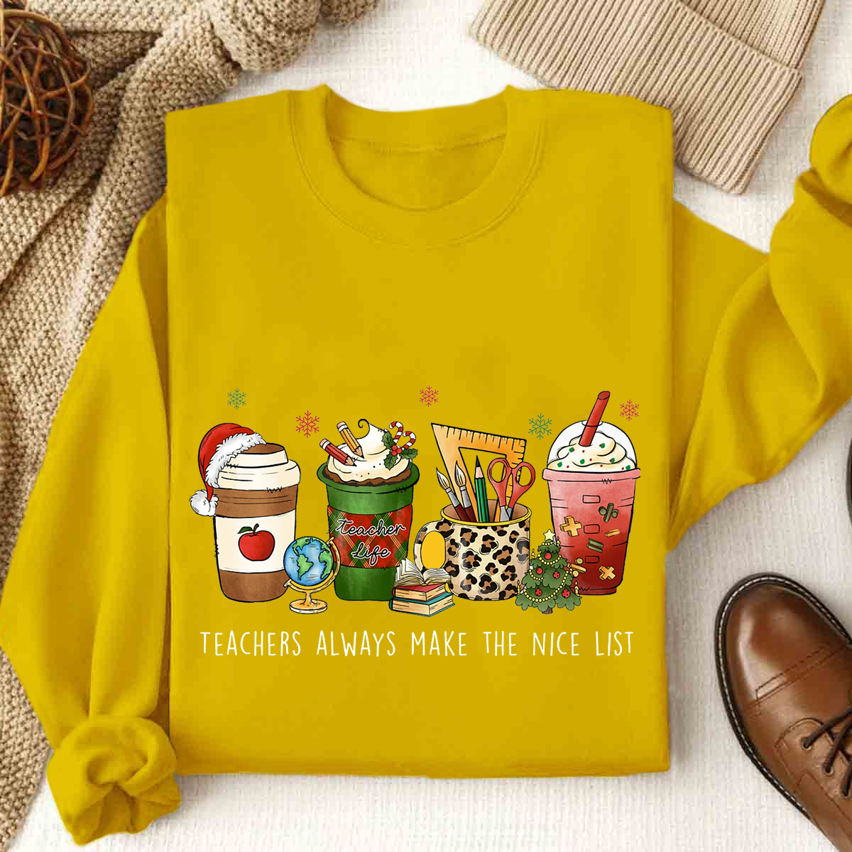Teachers Always Make The Nice List Christmas Sweatshirt