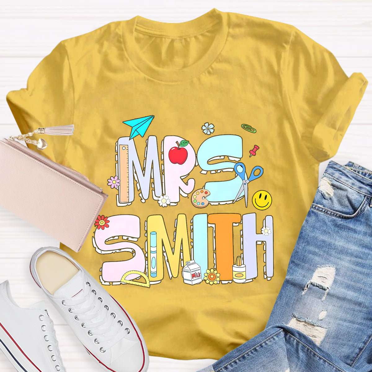 Personalized Name Beautiful Teacher Tools T-Shirt