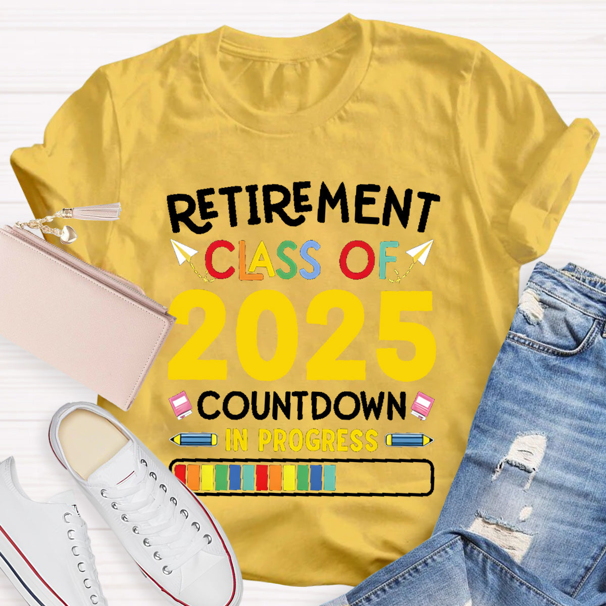 Personalized Retirement Year Class Countdown In Progress Teacher T-Shirt