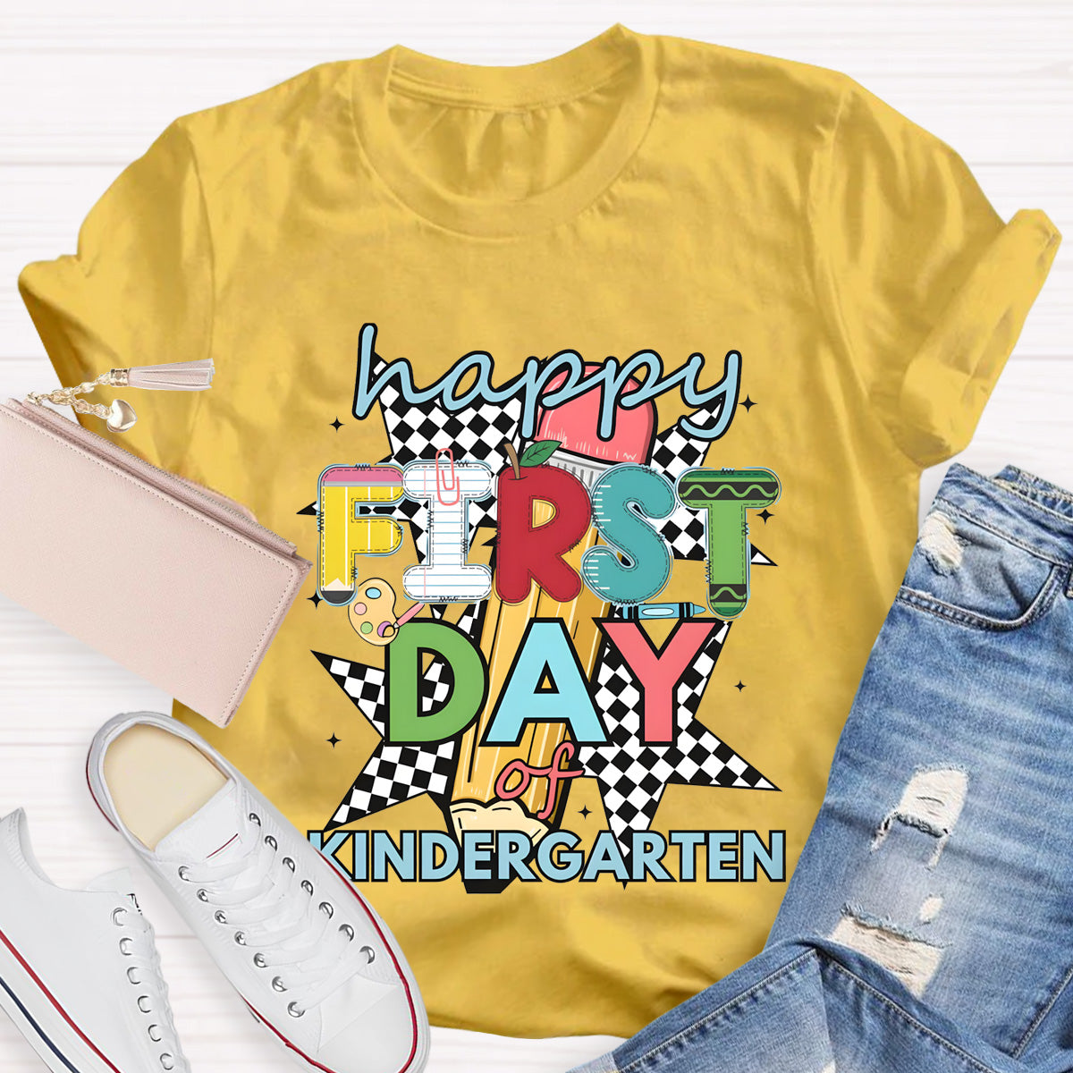 Personalized Grade Happy First Day Of Kindergarten Teacher T-Shirt