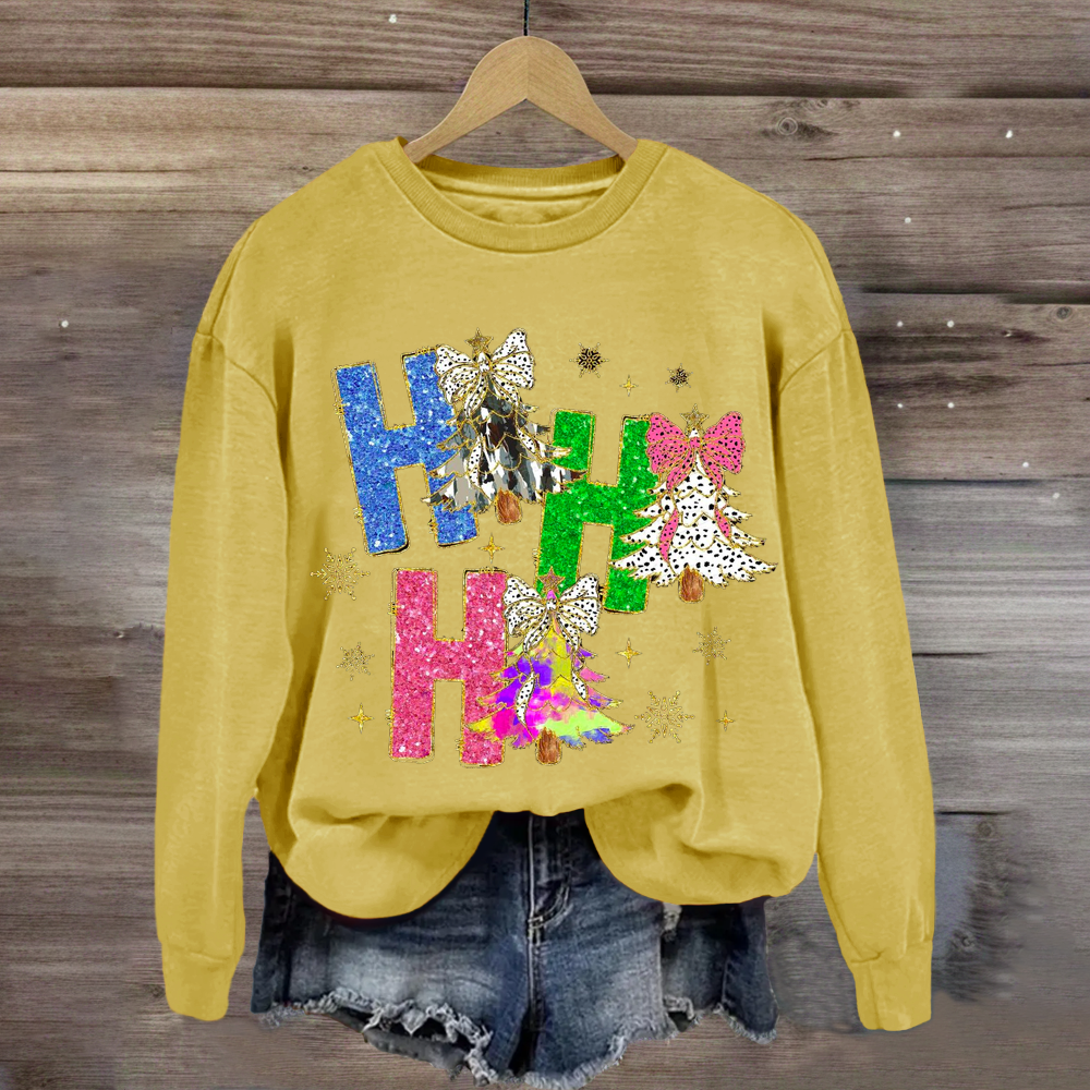 Bright Color Christmas Coquette Bow Ho ho ho Sweatshirt