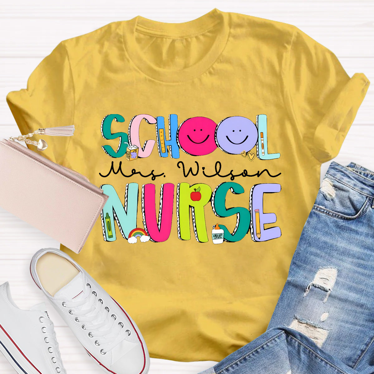 Personalized School Nurse Name Smile To Students T-Shirt
