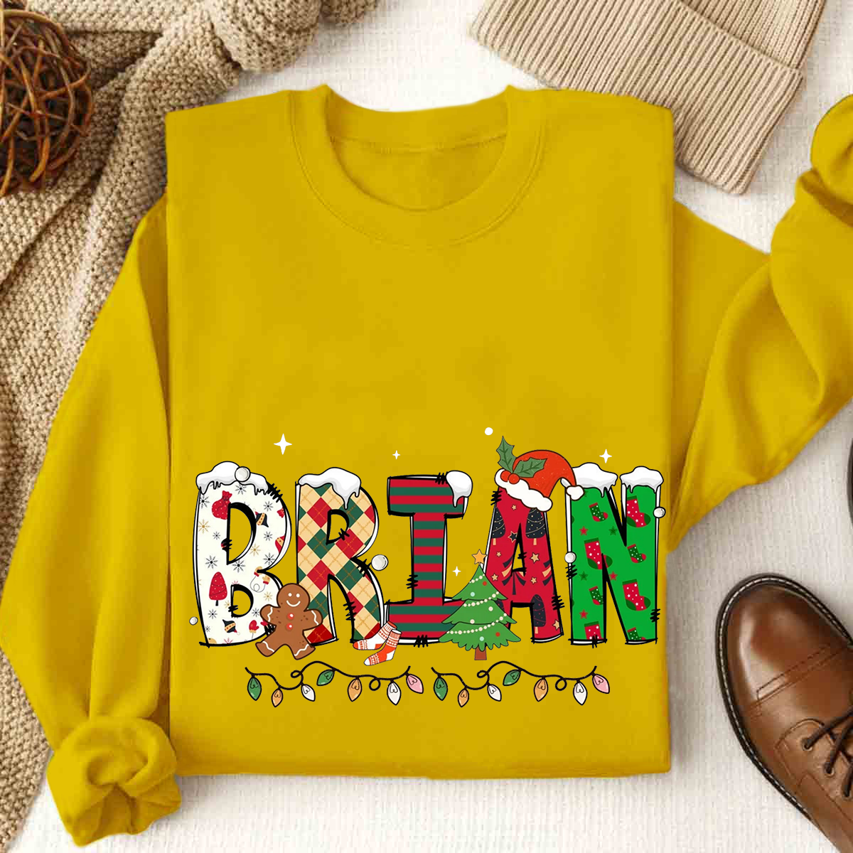Personalized Name Christmas Light Sweatshirt