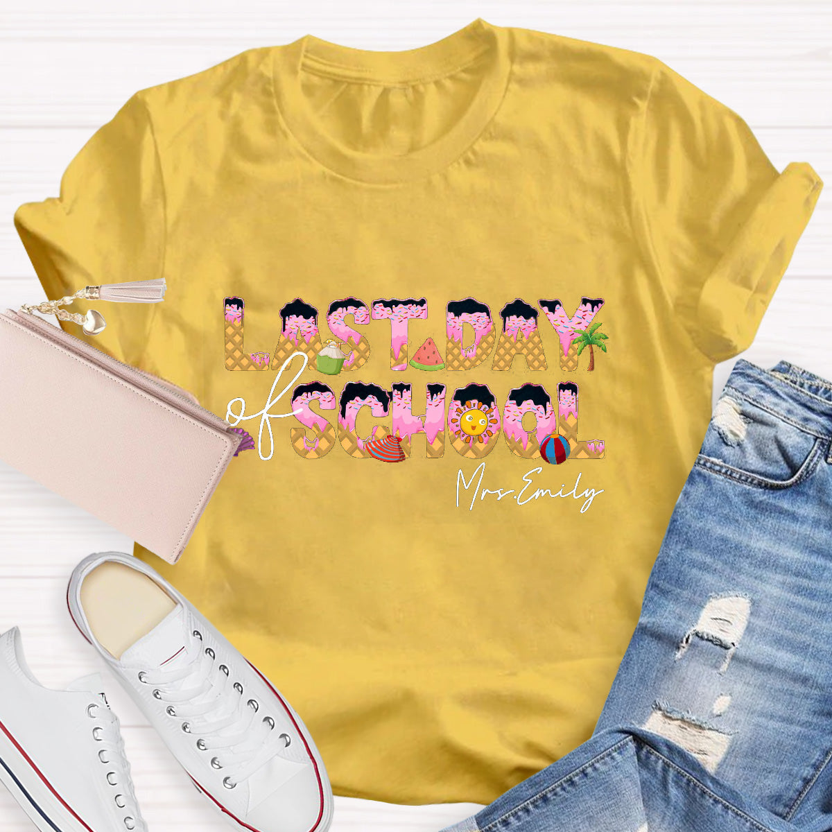 Personalized Name Last Day Of School Teacher T-Shirt