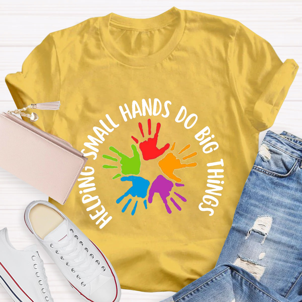 Helping Small Hands Do Big Thing Teacher T-Shirt