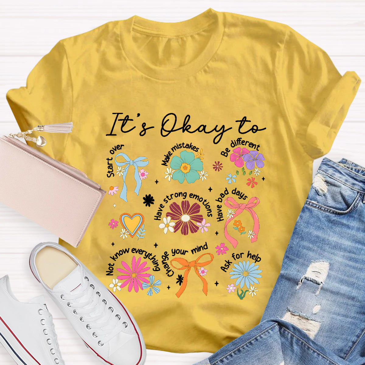 It's Okay To Be Different Vintage Flower Teacher T-Shirt