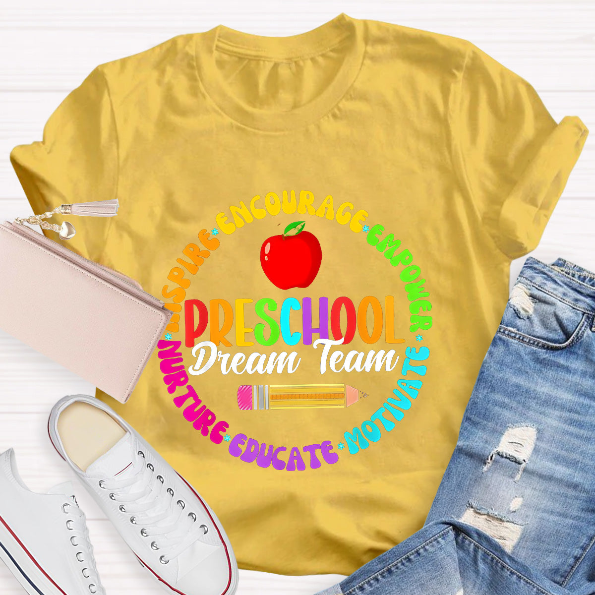 Personalized Grade Preschool Dream School Apple Teacher T-Shirt