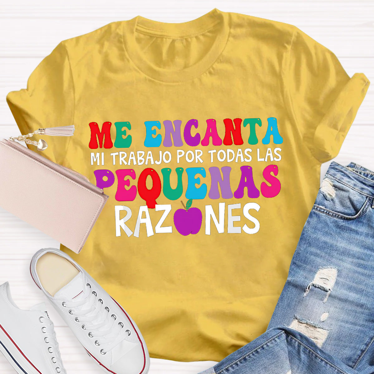 Me Encanta Mi Trabajo Todas Las Pequenas Razones Spanish Teacher T-Shirt