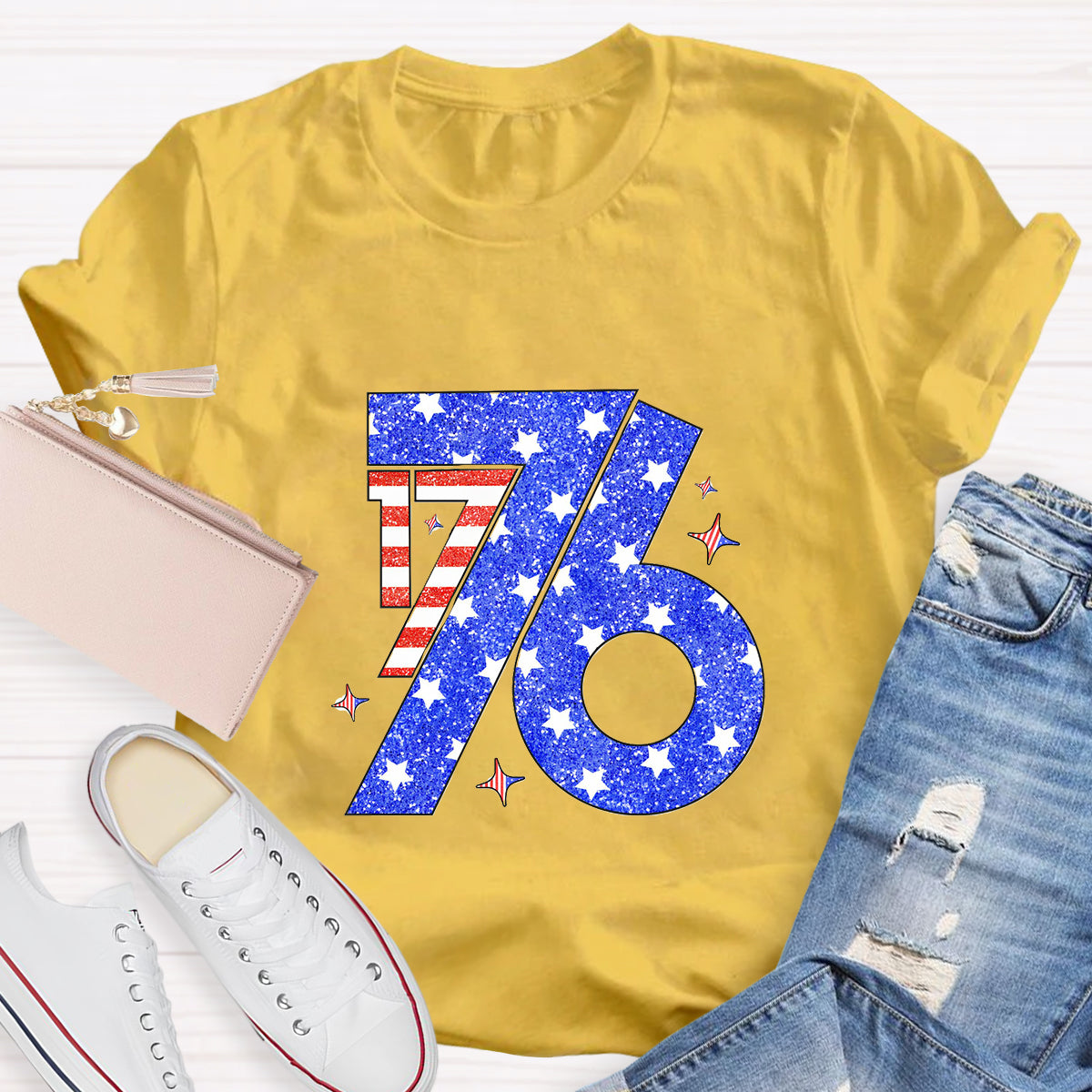 Blue Red White 1776 Teacher T-Shirt