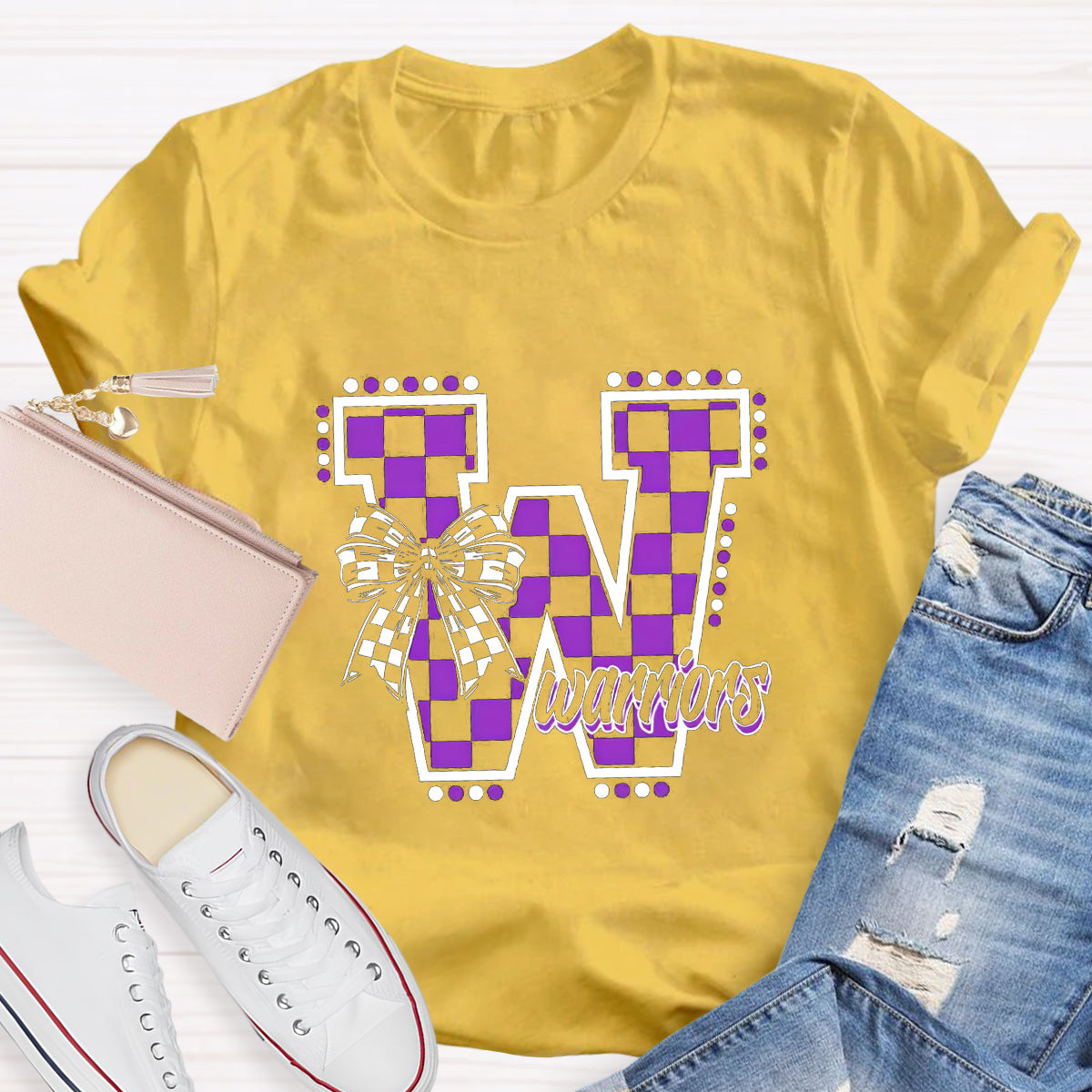 Personalized Mascot Bow Teacher T-Shirt