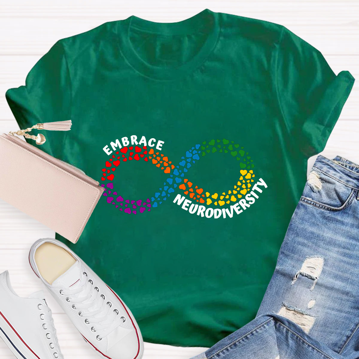 Embrace Neurodiversity Heart Infinity symbol T-Shirt