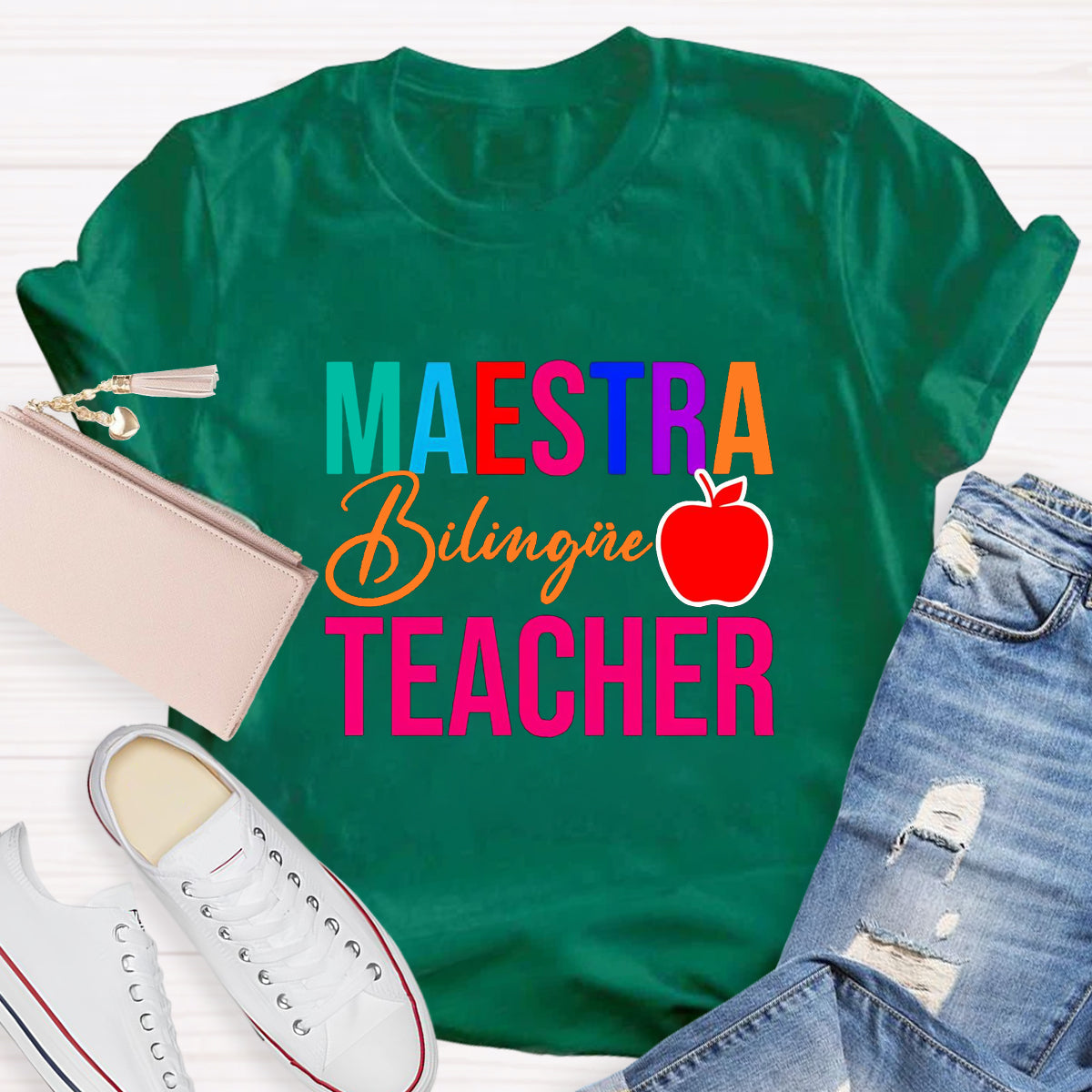 Maestra Bilingual Teacher With Apple T-Shirt