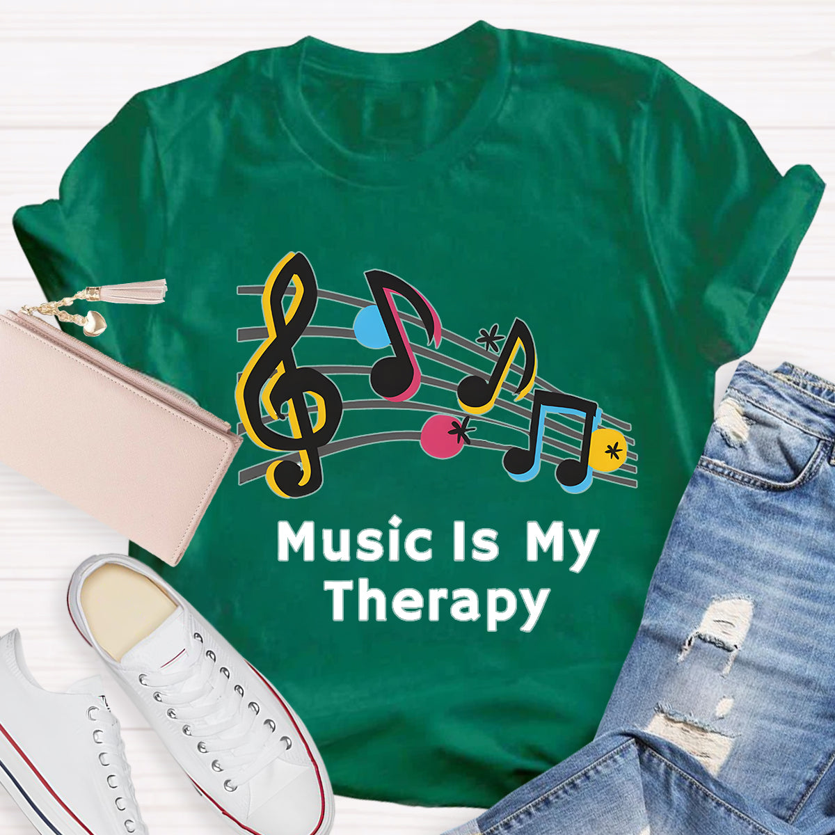 Music Is My Therapy Teacher T-Shirt