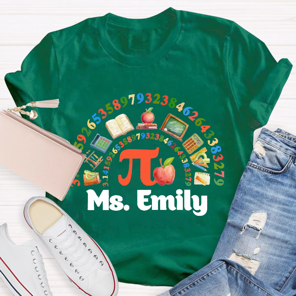 Personalized Math Teacher Name Happy Pi Day T-Shirt