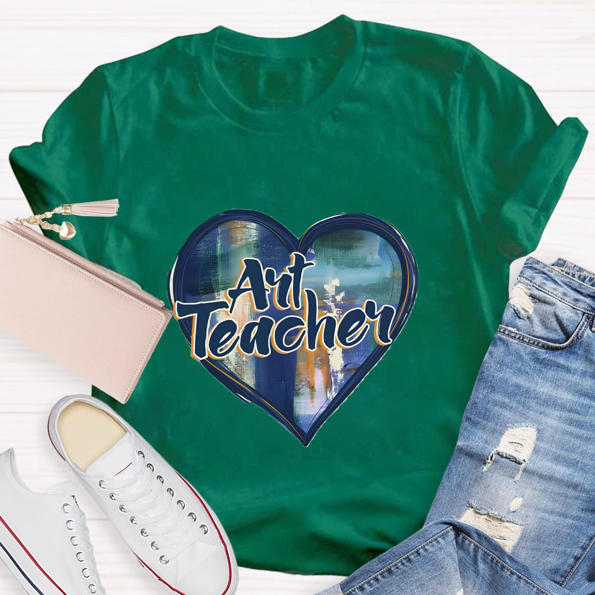 Printing Art Teacher Heart T-Shirt