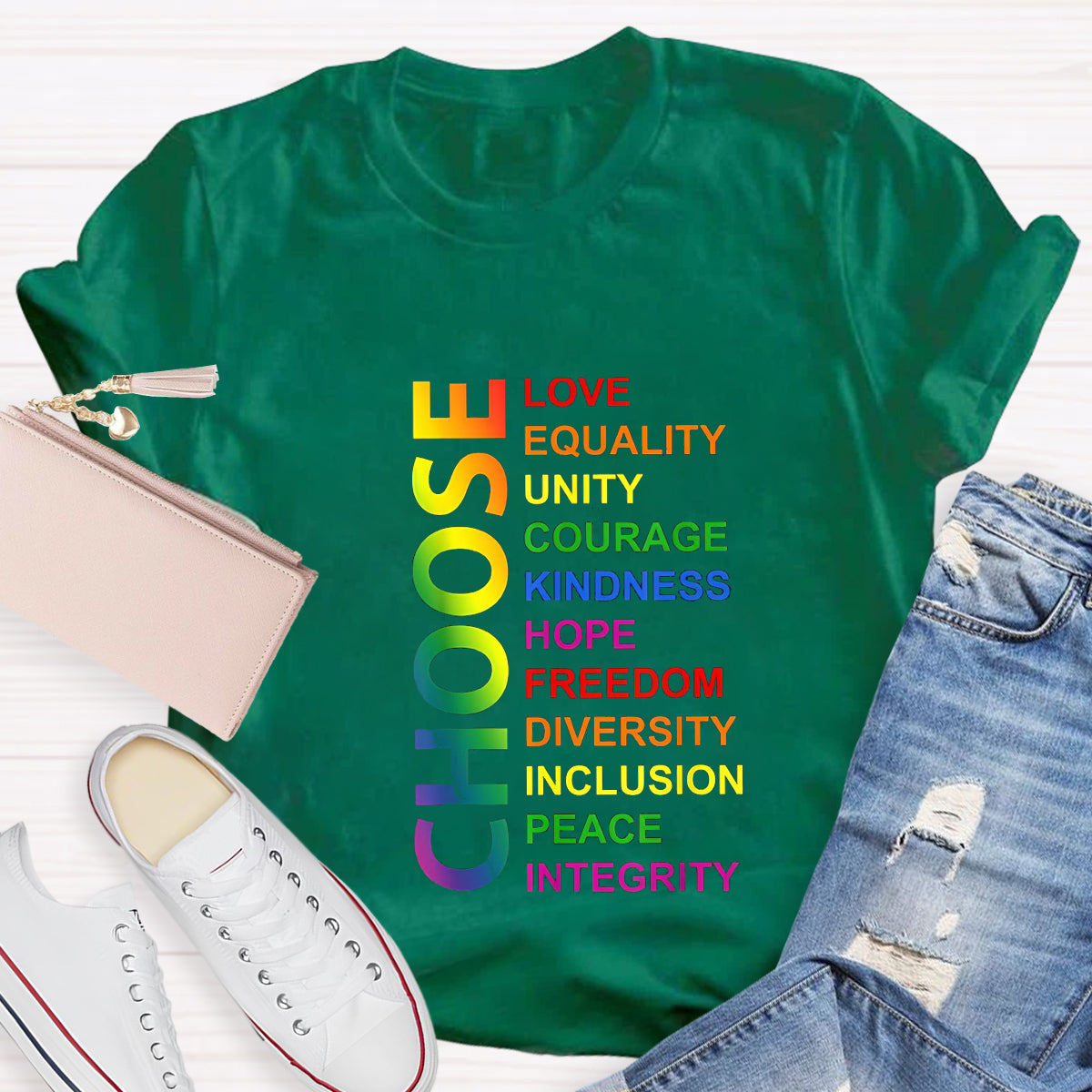 Choose Love Equality Unity Teacher T-Shirt