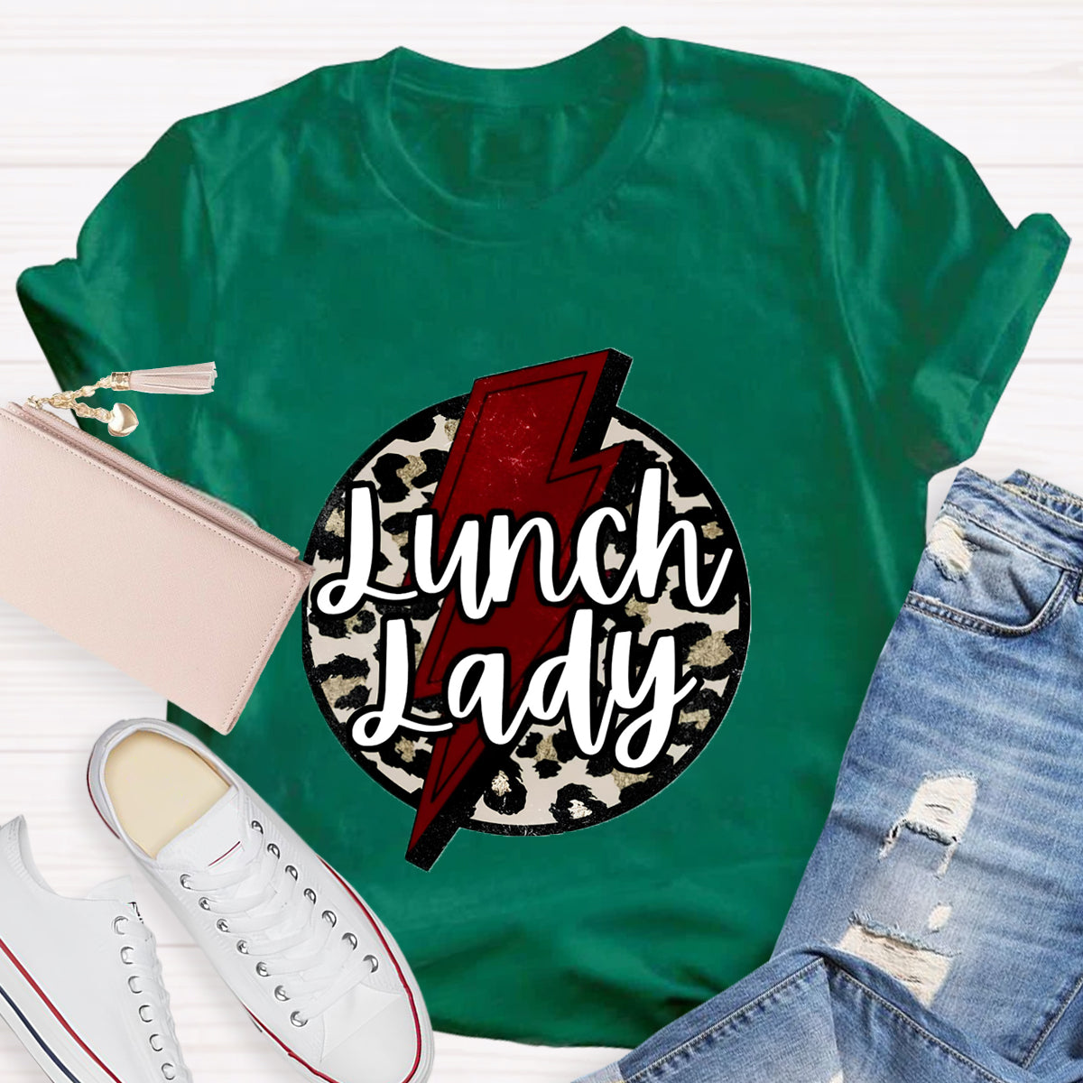 Leopard Printed Lunch lady T-Shirt