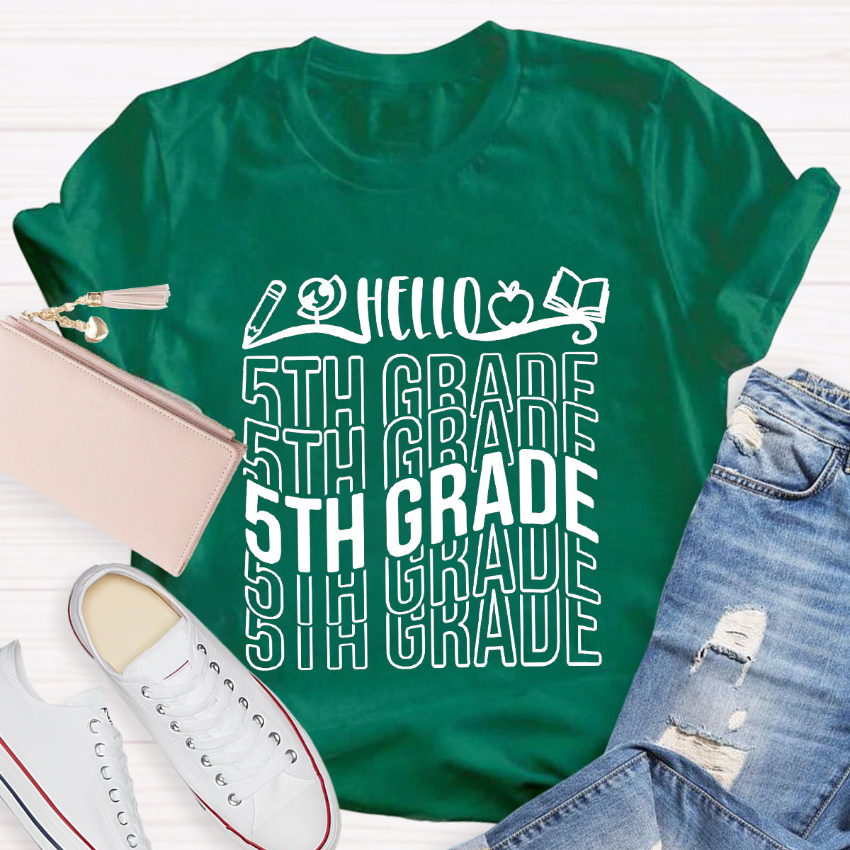 Personalized Grade Hello 5th Grade Teacher T-Shirt