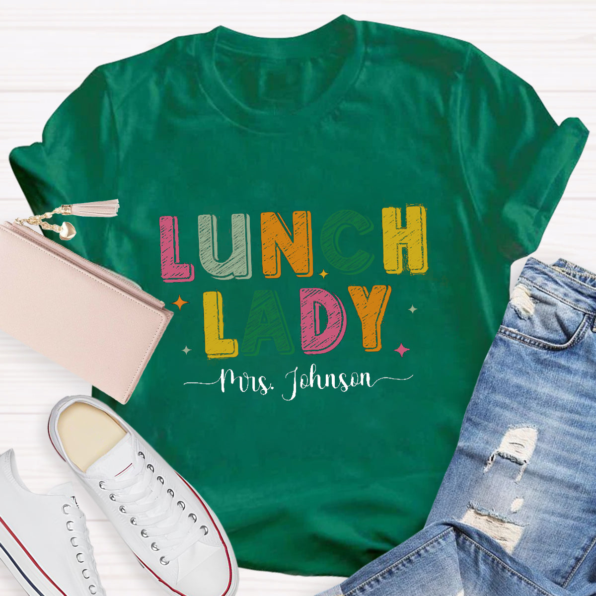 Personalized Lunch Lady Name Teacher T-Shirt