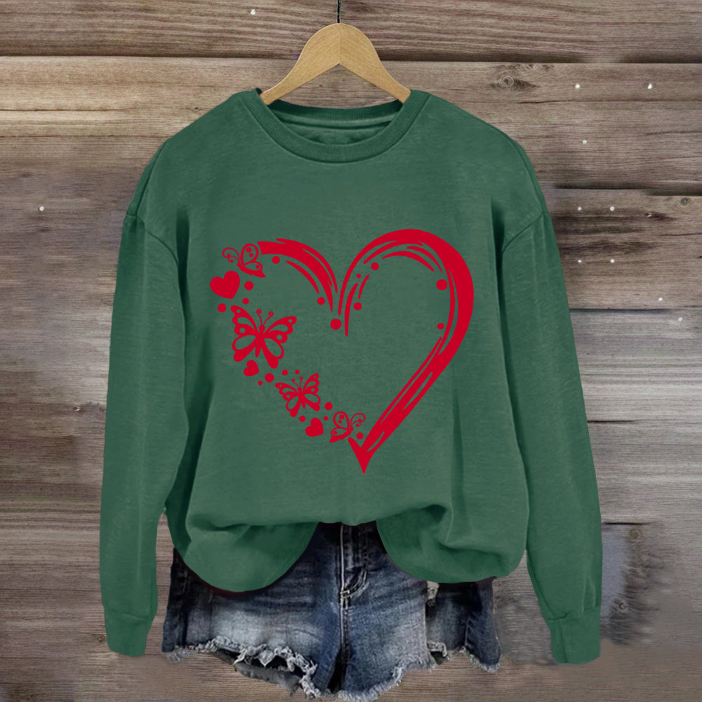 Valentine Heart with Butterfly Sweatshirt