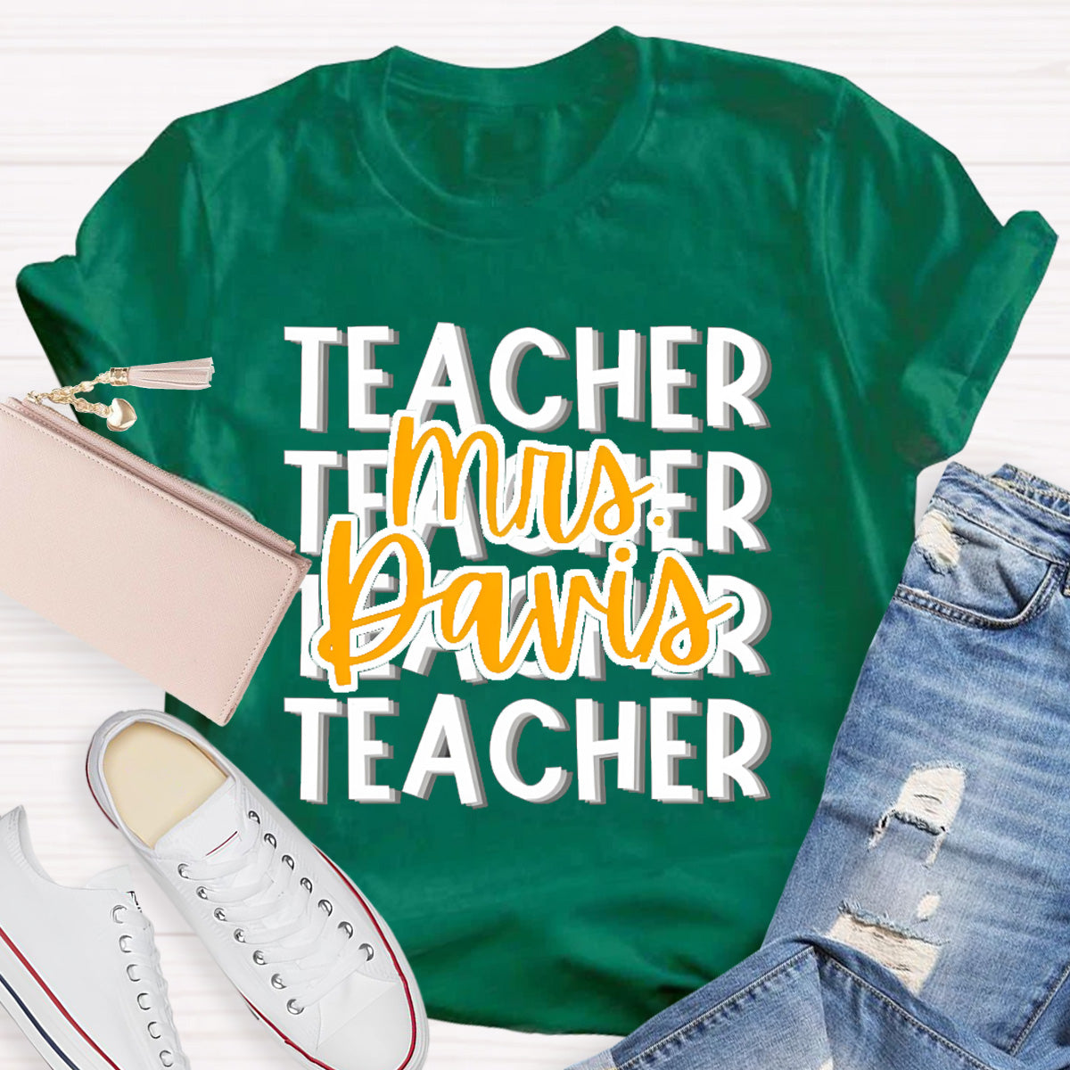 Personalized Name Mrs Davir Teacher T-Shirt