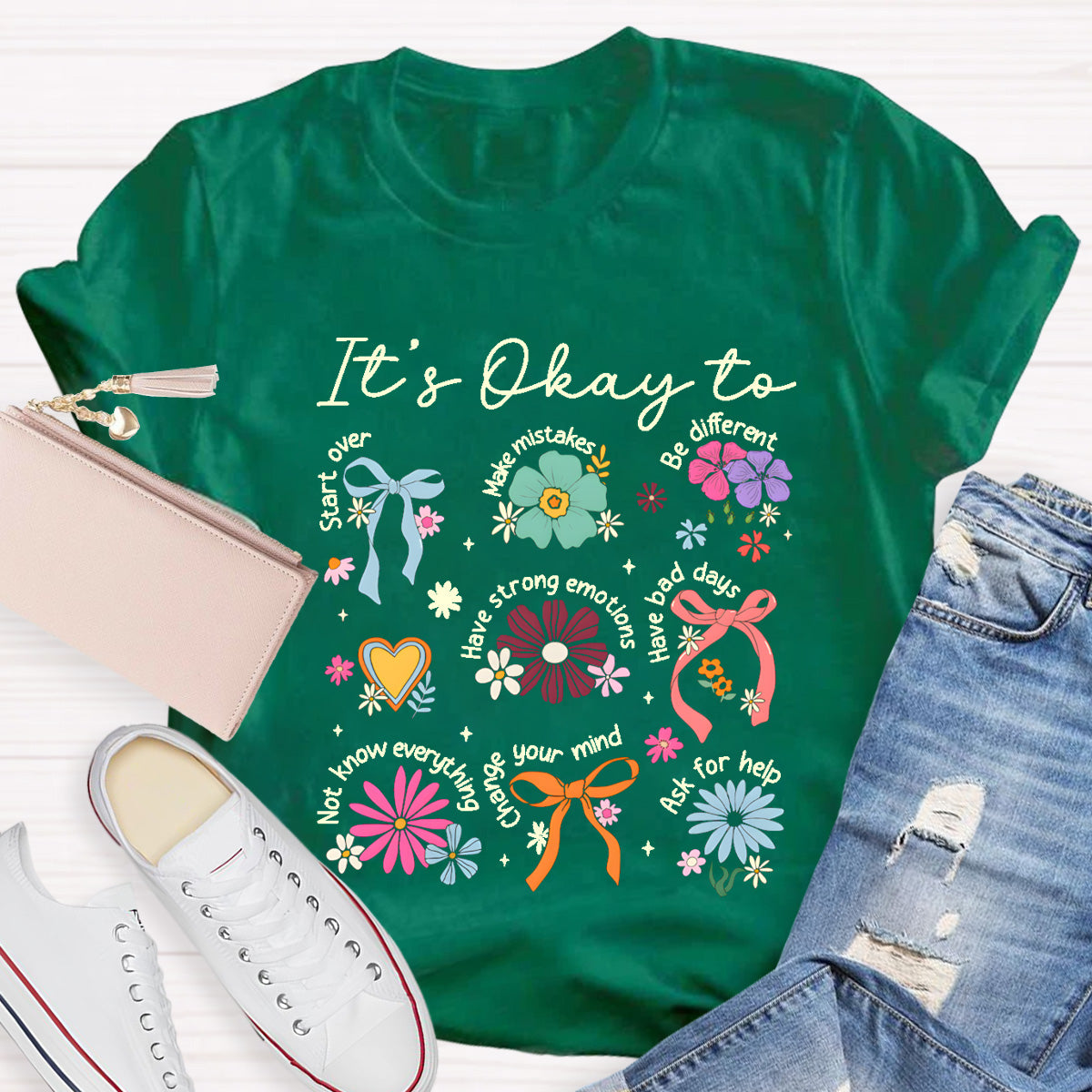It's Okay To Be Different Vintage Flower Teacher T-Shirt